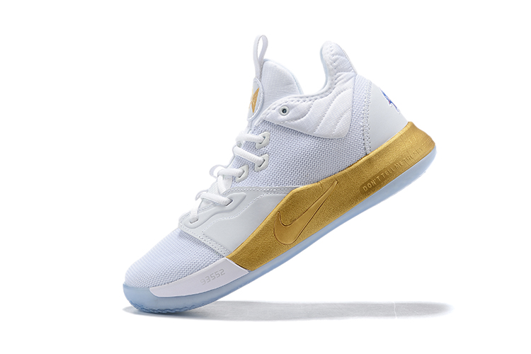2019 New Nike PG 3 Shoes White Gold